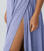 Robe Casual Débardeur Longue Fluide Fendue Dos Nu à Col en U