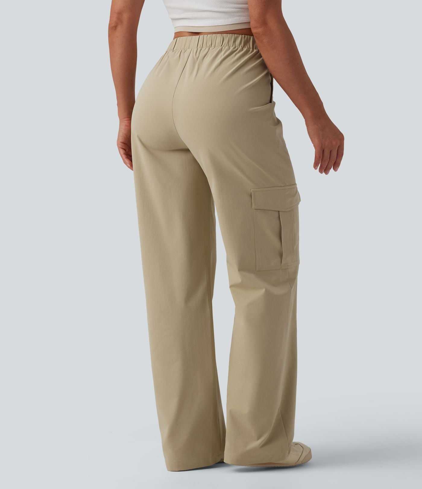 Pantalon décontracté coupe droite taille mi-haute avec poches