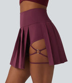 Jupe de danse courte plissée 2-en-1 Breezeful™ taille haute séchage rapide avec ourlet asymétrique et poches – Version longue