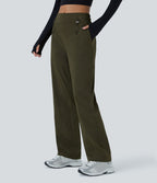 Pantalon décontracté résistant à l'usure, taille moyenne, cordon ajustable, poches latérales et coupe droite