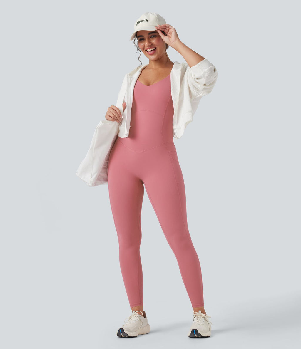 Combinaison de sport Halara UltraSculpt™ col V gainante push-up à poches
