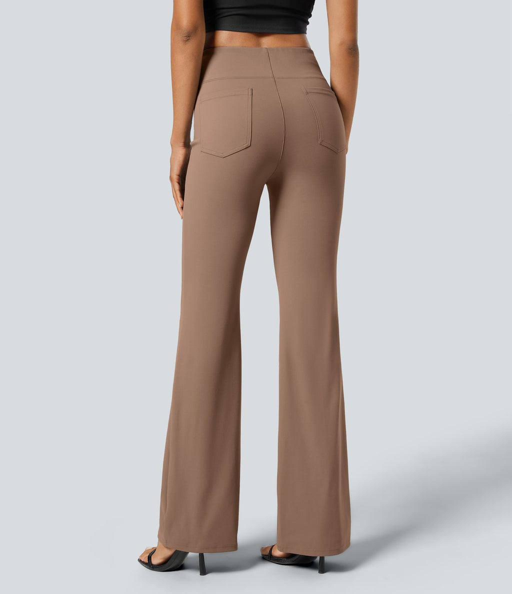 Pantalon tailleur légèrement évasé taille haute avec poches arrière Halara Flex™