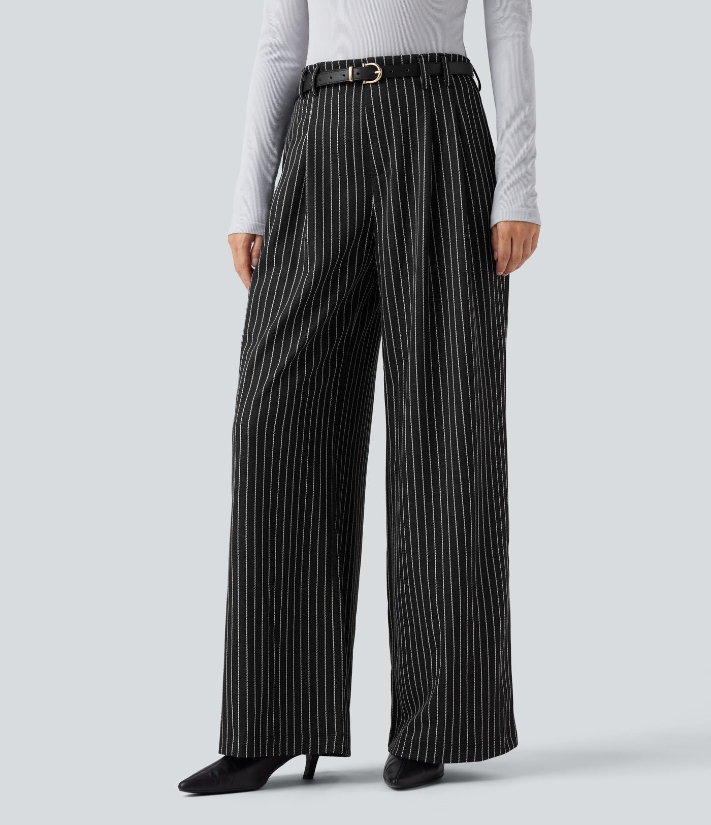 Pantalon de travail Halara Flex™ ample à rayures, taille haute, avec poches