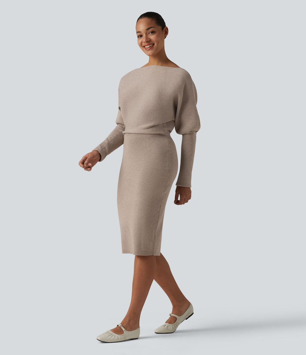 Robe pull midi casual à manches longues