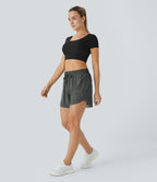 Short 12,5cm Running Fluide 2 en Taille Mi-Haut Cordon de Serrage Mesh Contrastant