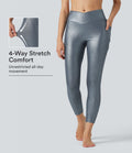 Legging de yoga en maille côtelée taille haute croisée avec imprimé métallisé et poches