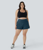 Short 8,8cm Sport Grande Taille 2 en 1 avec Poches Arrière et Poches Latérales Cachées