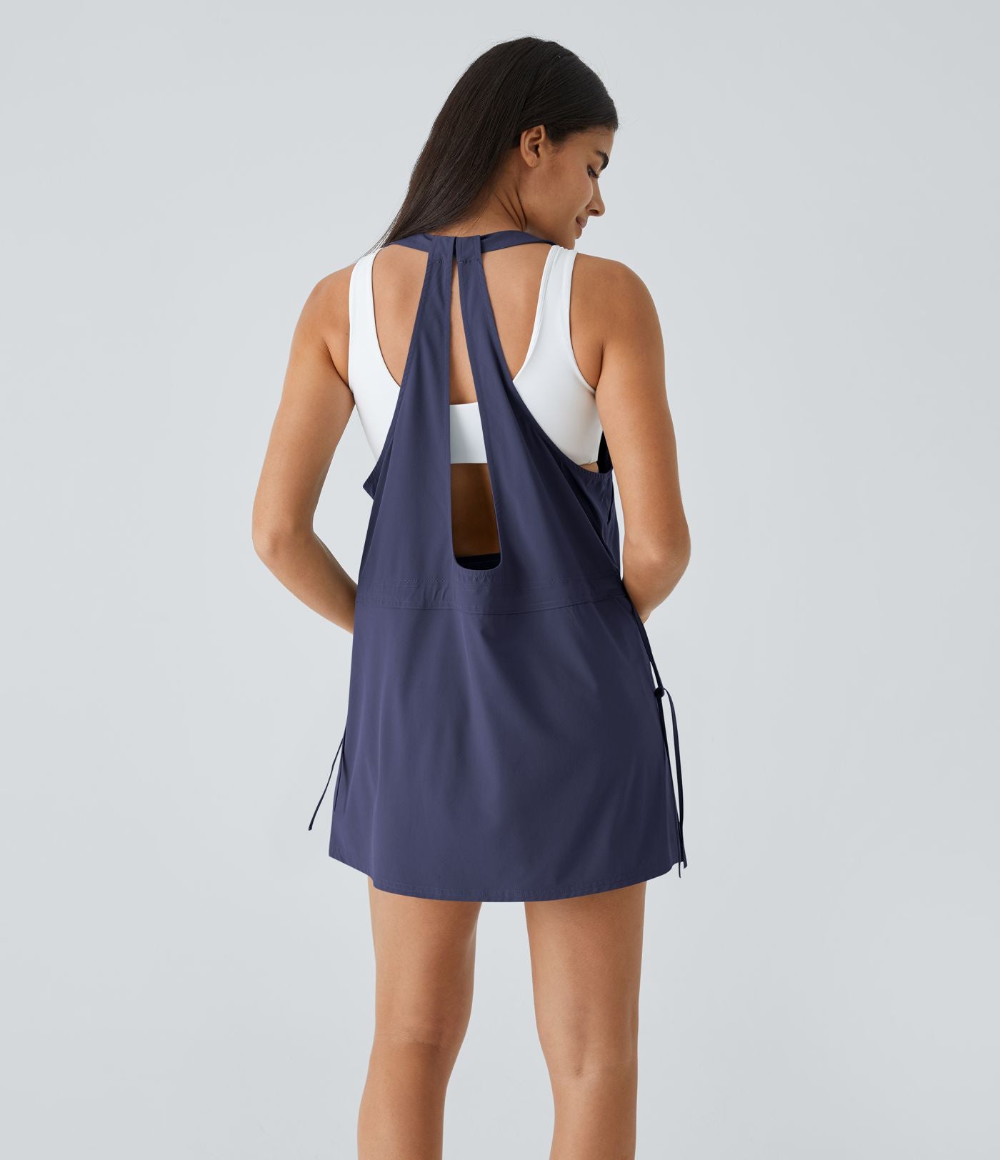 Breezeful™ Robe Sport Randonnée Mini Séchage Rapide 2 Pièces Dos Nu Poches Multiples Cordon de Serrage