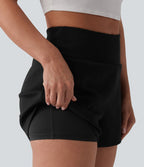 Short sweat décontracté 2 en 1 taille haute ventre plat 7,5 cm avec poches