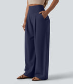 Pantalon large décontracté SoftlyZero™ Airy gainant taille haute effet frais InstantCool avec poches, protection solaire UPF50+