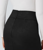 Jupe midi moulante en daim taille haute