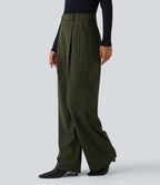Pantalon Halara Flex™ tailleur droit taille haute rayé effet frais InstantCool avec poches