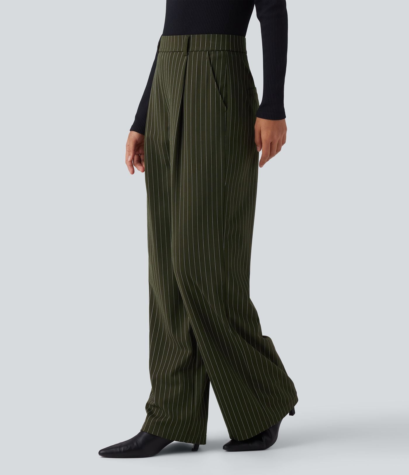 Pantalon Halara Flex™ tailleur droit taille haute rayé effet frais InstantCool avec poches