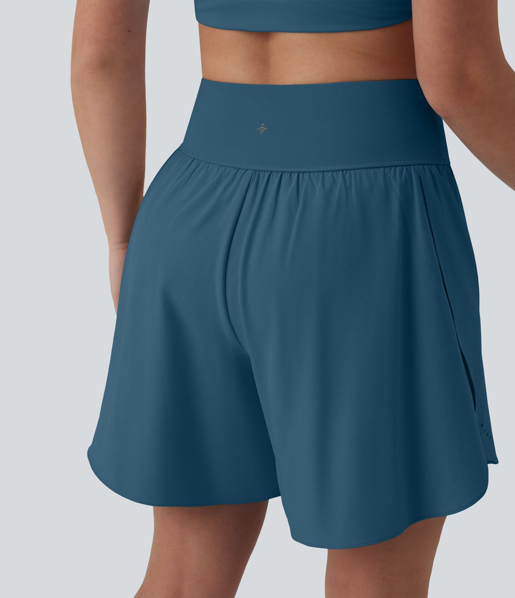 SoftlyZero™ QuickDry Short running 2-en-1 gainant taille haute à pois réfléchissants et ourlet croisé 17,5 cm avec poches