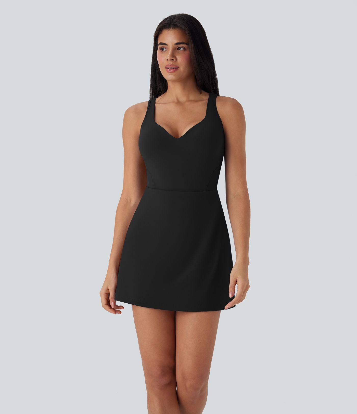 Robe de sport yoga 2-en-1 SoftlyZero™ Plush push-up coques moulées avec poches édition Easy Peasy E-G