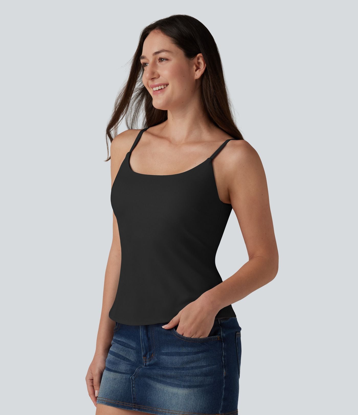 Débardeur décontracté SoftlyZero™ Airy à col U bretelles réglables avec soutien-gorge intégré bonnets B-D