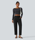SpacerTek™ Pantalon fuselé décontracté taille haute avec poches