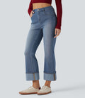 Jean décontracté Halara Flex™ évasé 7/8 taille haute ourlet retroussé avec poches