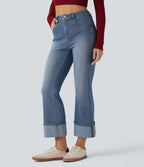 Jean décontracté Halara Flex™ évasé 7/8 taille haute ourlet retroussé avec poches