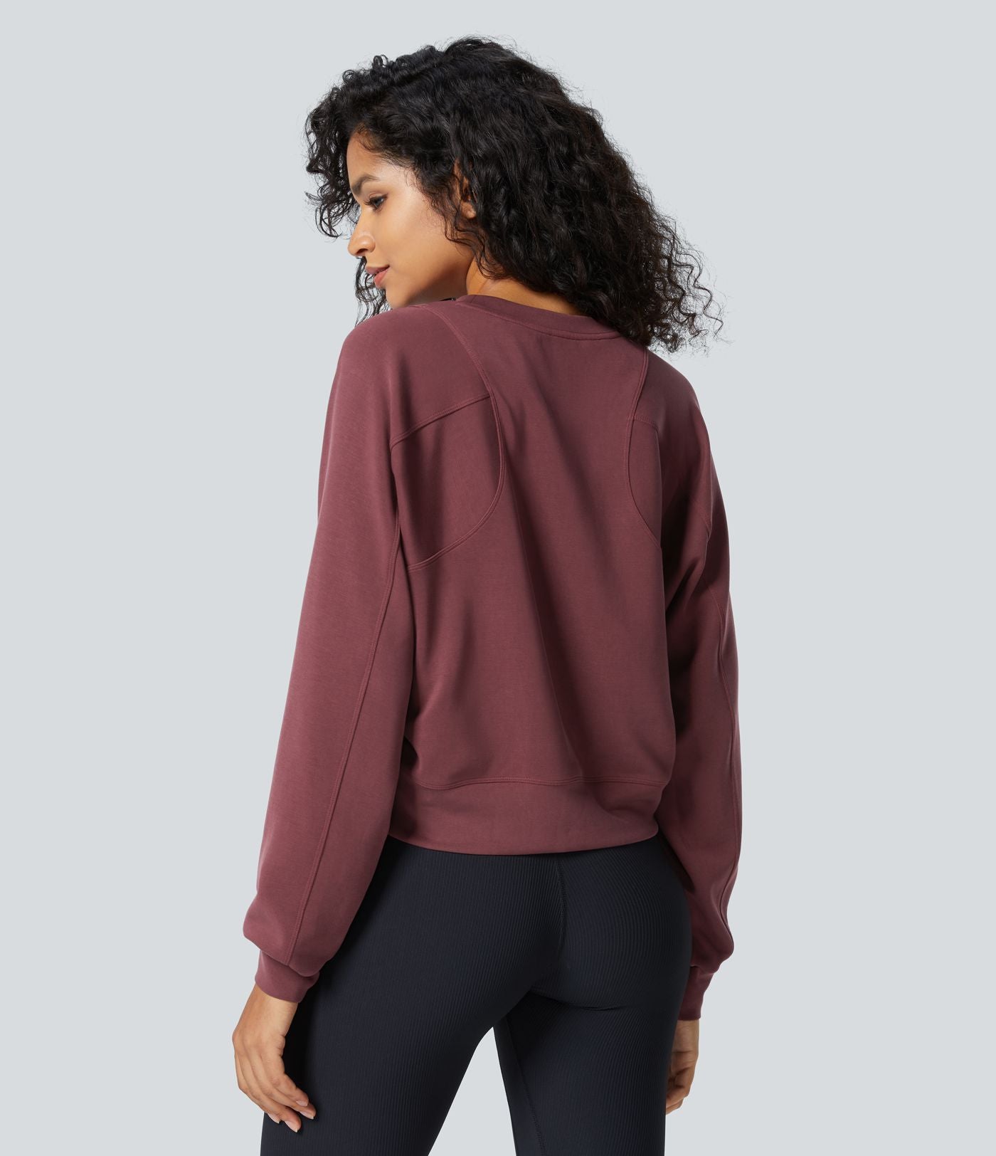 Sweatshirt Casual Solide à Manches Raglan et Col Rond