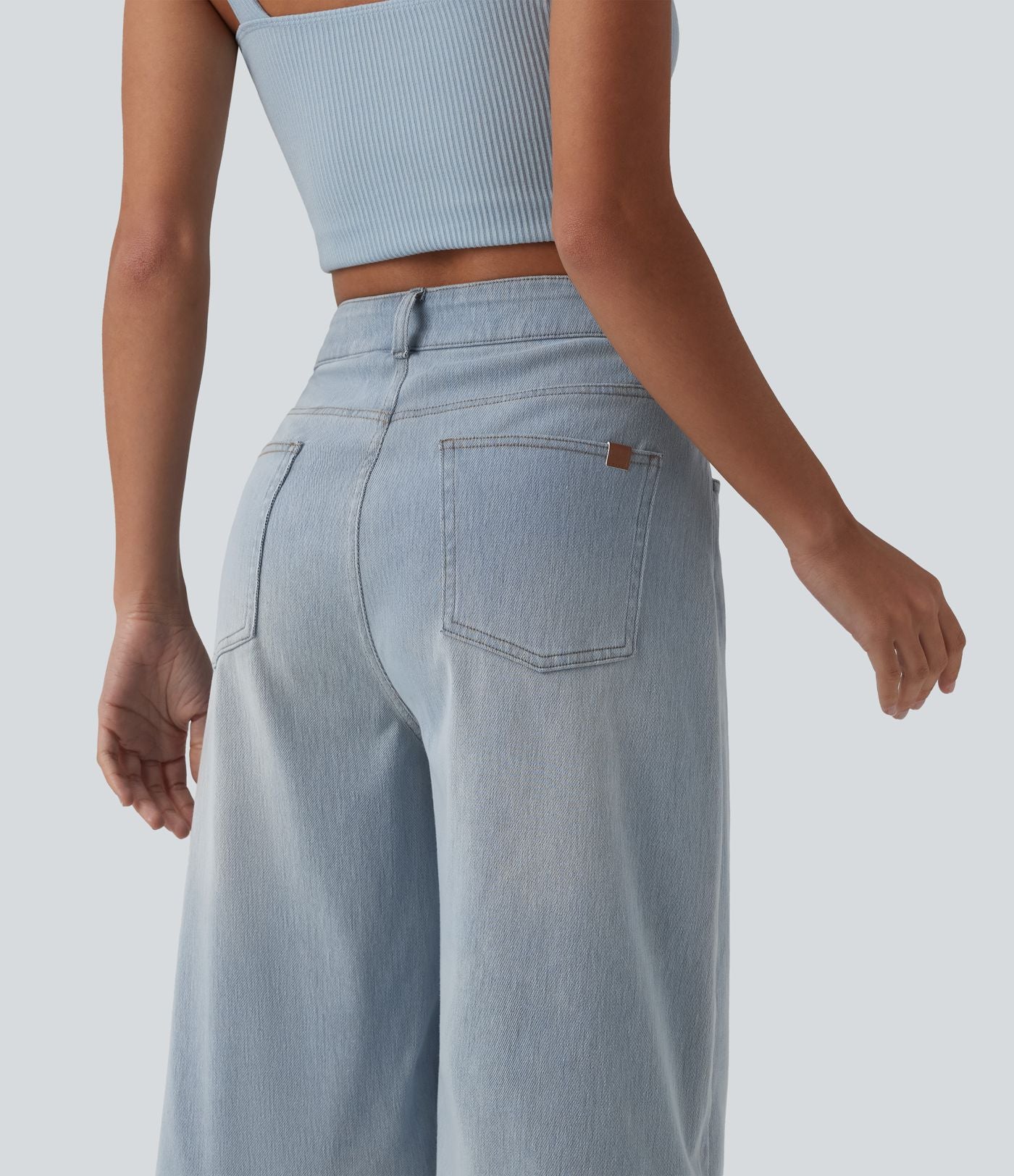 Bermuda denim décontracté Halara Flex™ taille haute avec poches
