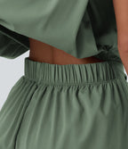 Combishort décontracté col rond sans manches effet frais InstantCool avec nœud frontal et poches, accès facile Easy Peasy, protection solaire UPF50+