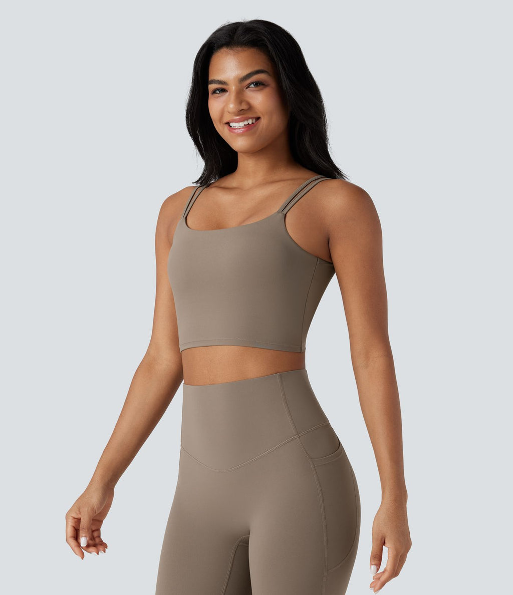Débardeur yoga court Halara UltraSculpt™ double bretelles torsadé dos nu