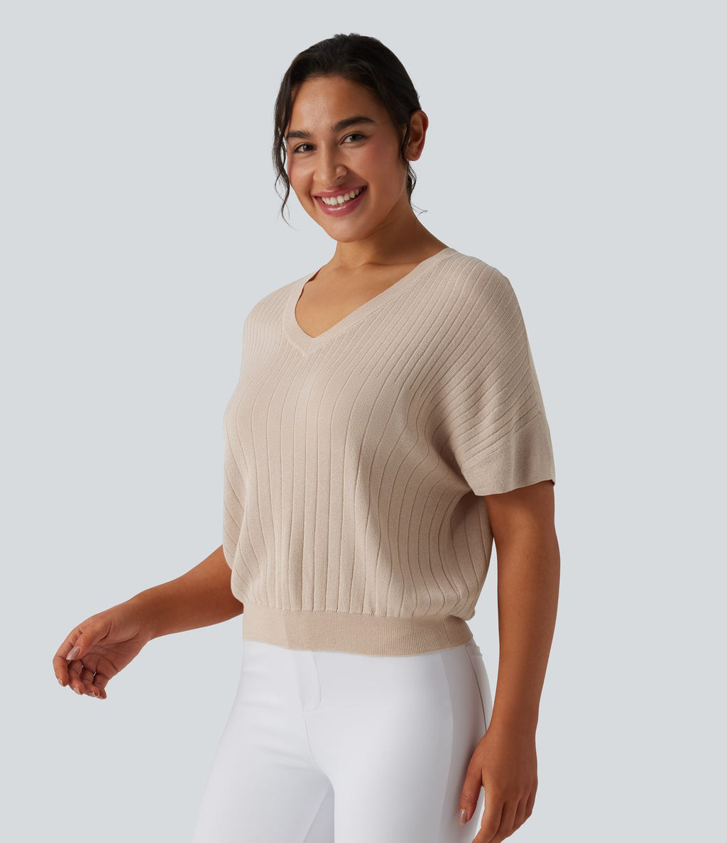 Pull de travail col V manches courtes