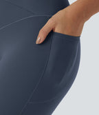 Halara UltraSculpt™ Legging Yoga 7/8 à Taille Haute Croisée avec Contrôle du Ventre et Push-up Toucher Frais Poches Latérales