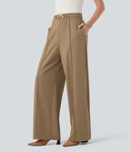 Pantalon de travail coupe droite taille haute avec chaîne métallique avec poches
