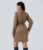 Robe courte col tailleur manches longues