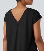Cache-maillot décontracté à col V avec fente, à effet frais InstantCool, protection solaire UPF50+
