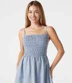Robe nuisette mini longue casual froncée à bretelles ajustables