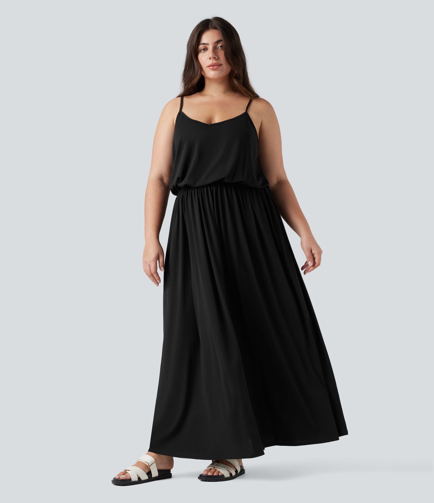 Robe longue fluide grande taille avec poches