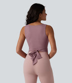 Débardeur de yoga côtelé à nouer dans le dos, à effet frais InstantCool et anti-odeurs, protection solaire UPF40+