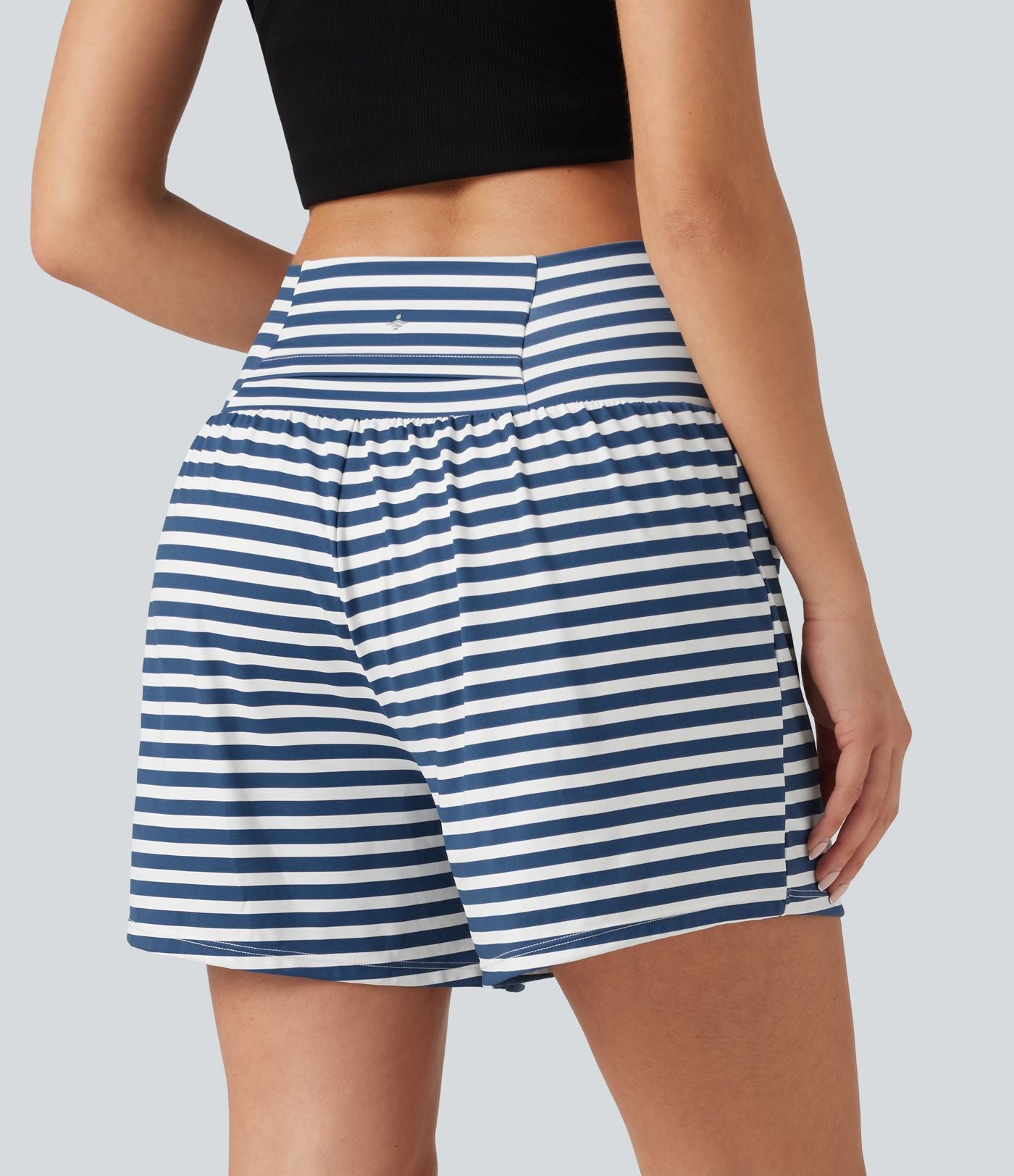 Short 2-en-1 à rayures taille haute 12,5 cm avec poches