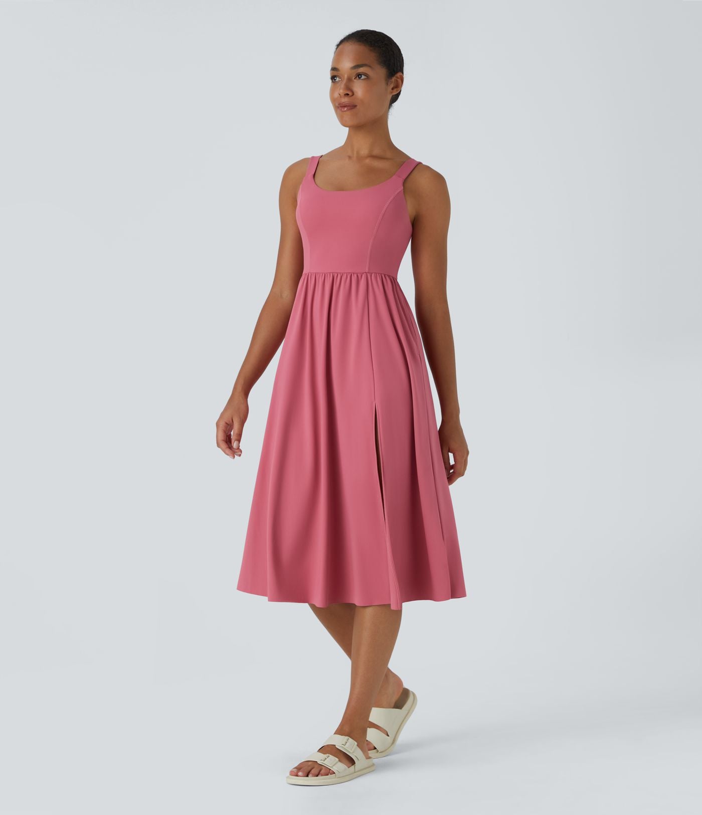 Robe décontractée mi-longue rembourrée A-D