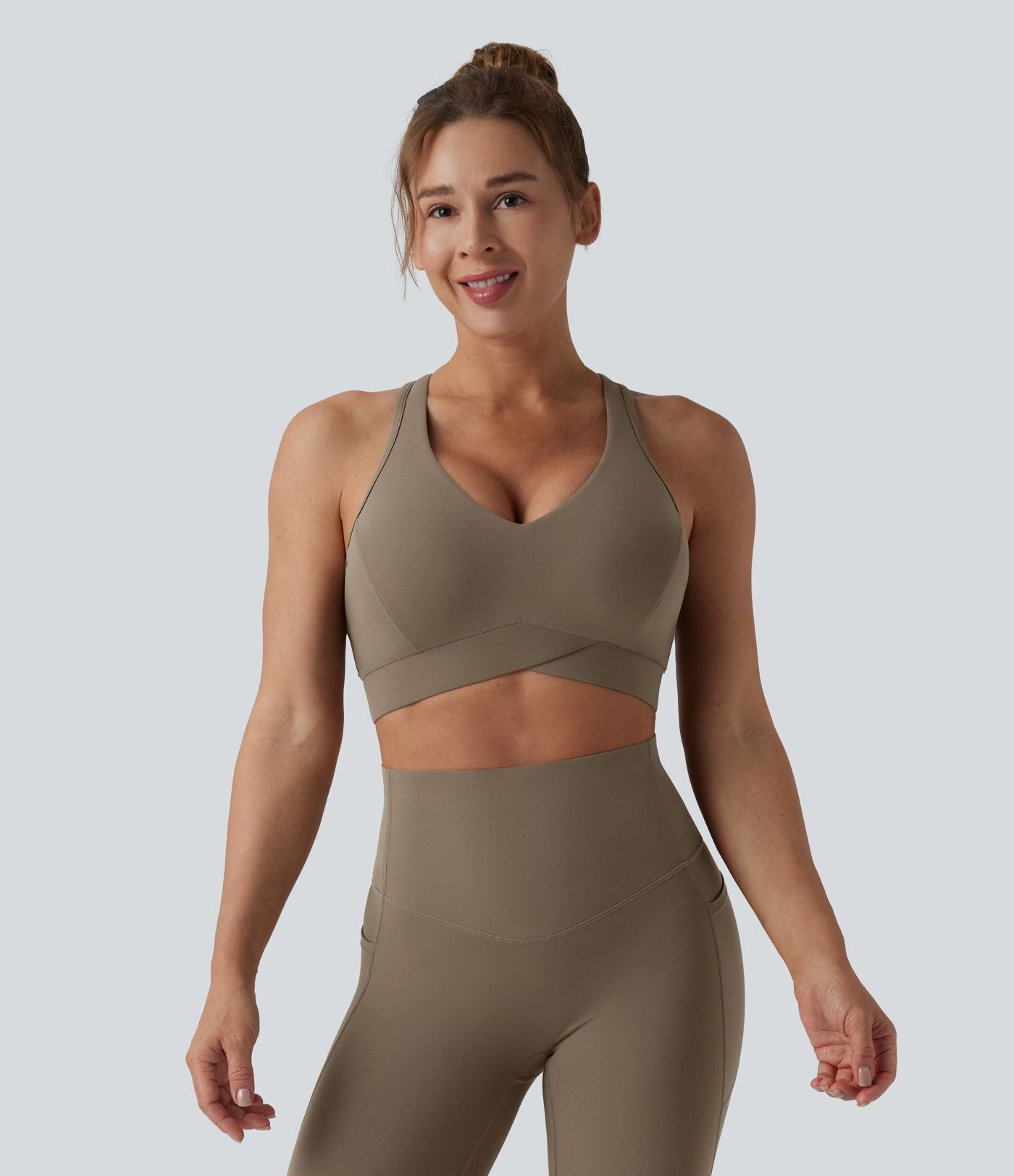 Brassière de sport running Halara UltraSculpt™ maintien léger col V dos nageur bonnets E-G