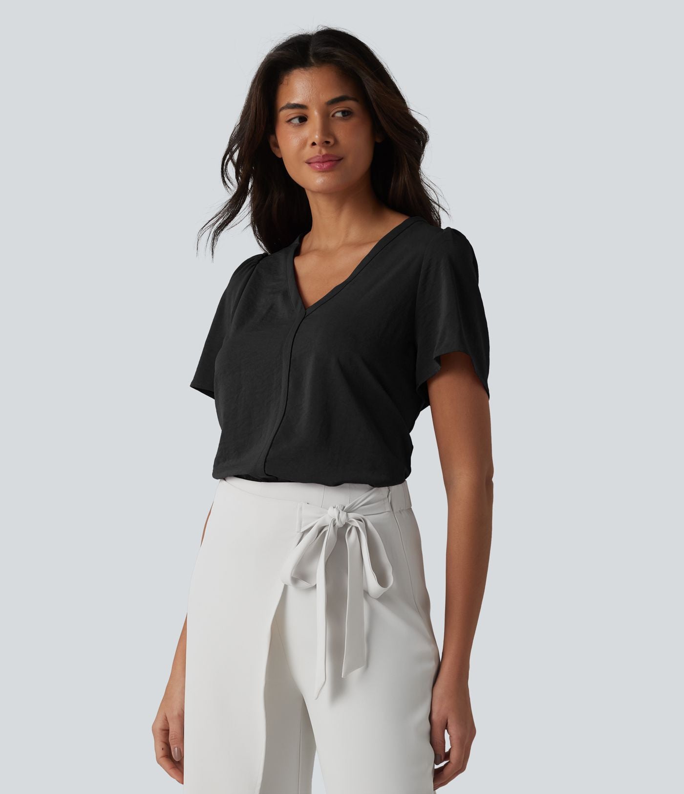 Haut tailleur col V manches courtes