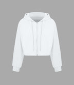 Sweatshirt en Coton Casual à Manches Longues avec Cordon de Serrage et Zipper Style Waffle
