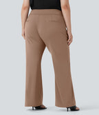 Pantalon tailleur évasé grande taille taille haute Halara Flex™ DayStretch avec poches zippées latérales