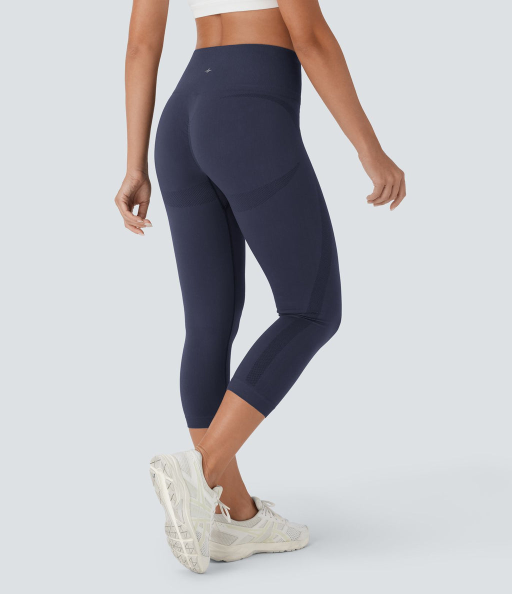 Legging capri yoga taille haute froncé sans couture OneForm Seamless Flow