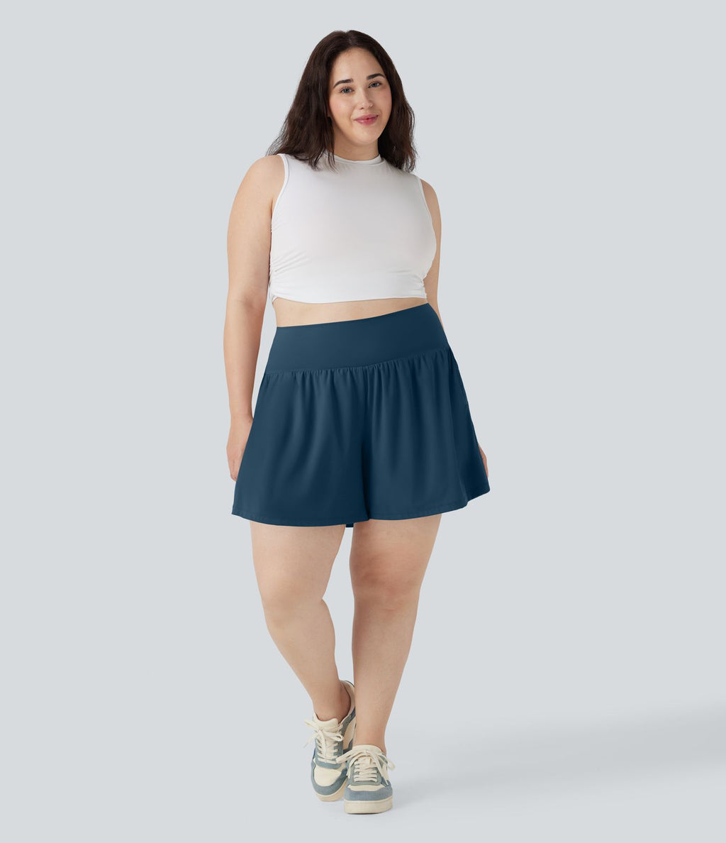 Short tailleur 2-en-1 Cool Touch yoga taille très haute Softlyzero™ Airy grande taille 17,5 cm avec poches