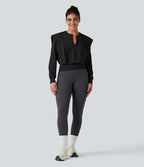 Top de sport yoga col cranté manches longues