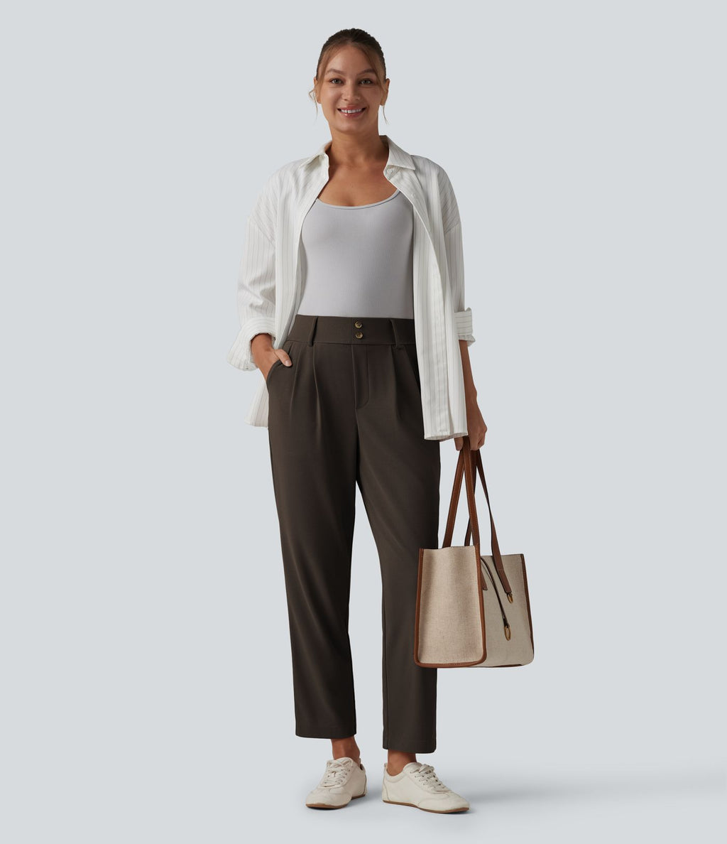Halara Flex™ Pantalon tailleur fuselé taille haute en tissu gaufré avec poches