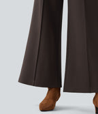 Pantalon tailleur taille haute évasé ample en ponte roma résistant