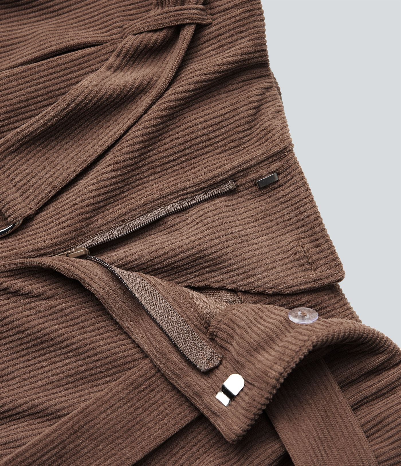 Pantalon décontracté large en velours côtelé avec ceinture, taille haute, avec poches
