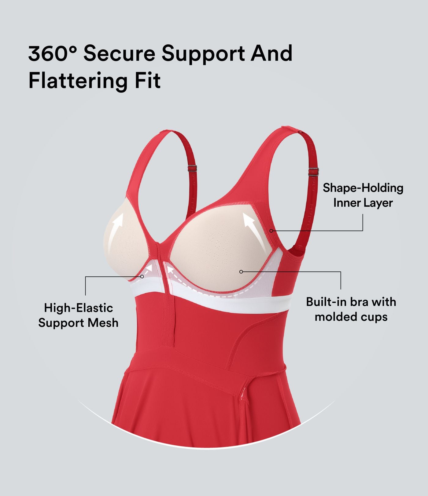 Robe de sport yoga 2-en-1 SoftlyZero™ Plush push-up coques moulées fermeture éclair avec poches édition Easy Peasy E-G
