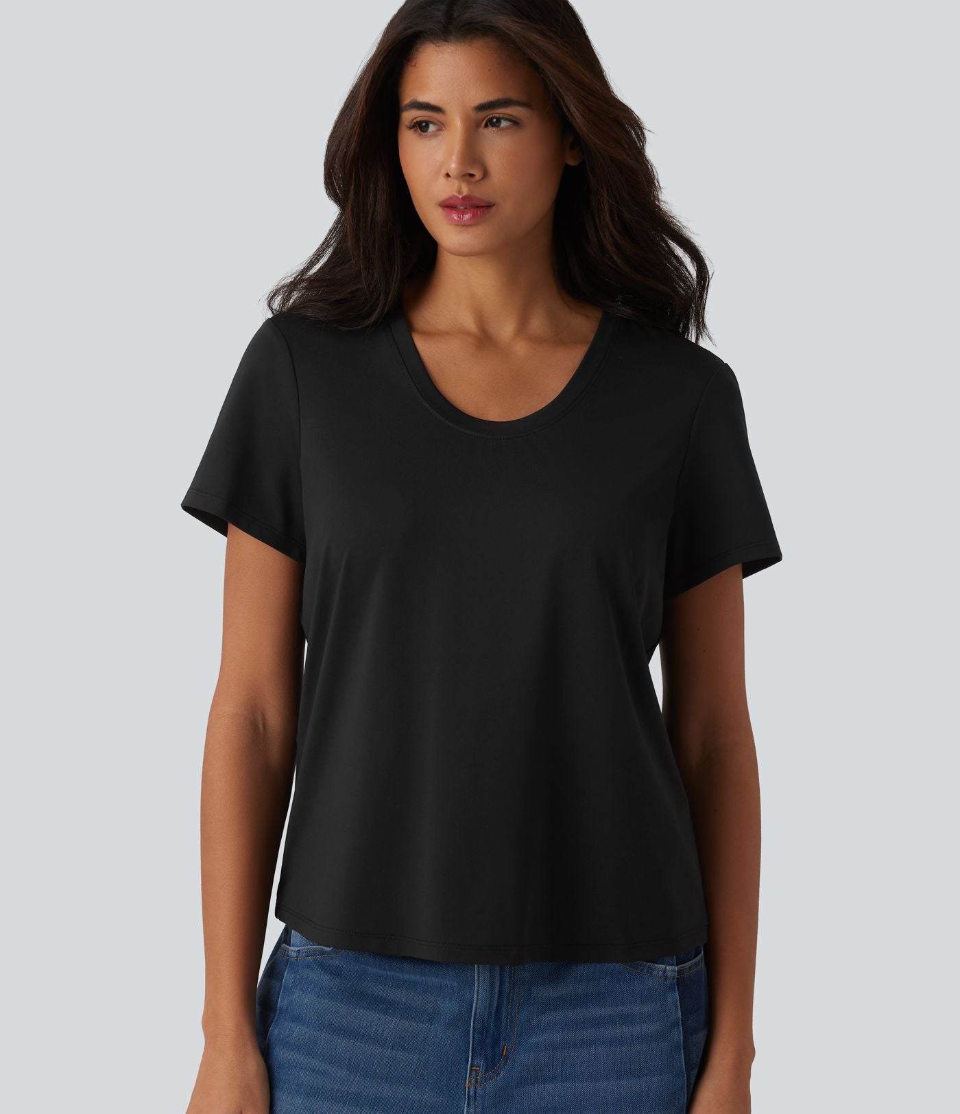 T-shirt décontracté col U manches courtes