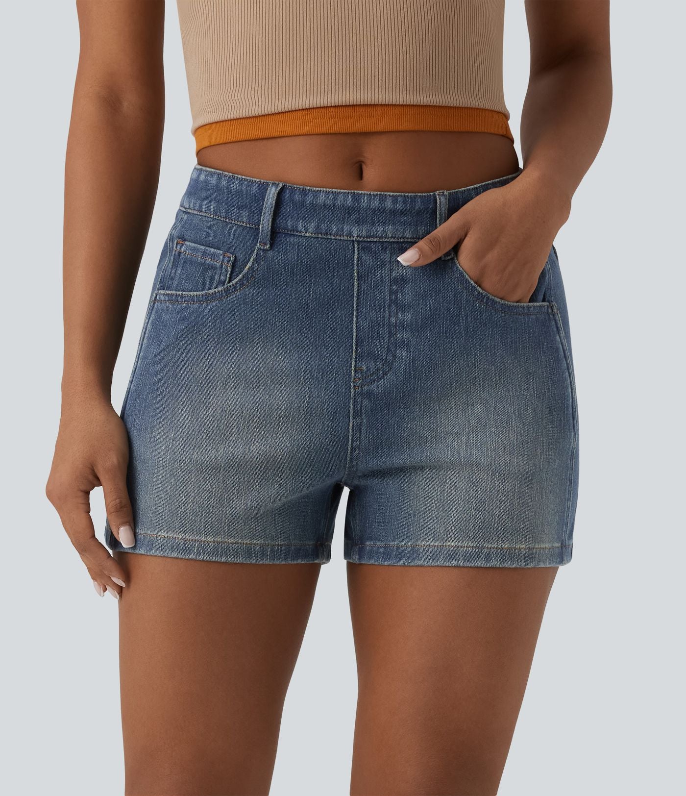 Short tailleur Halara Flex™ denim casual taille mi-haute 7,5 cm avec poches